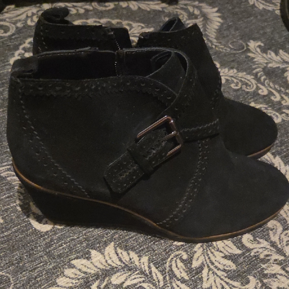 Franco Sarto Black Suede Ankle Boots